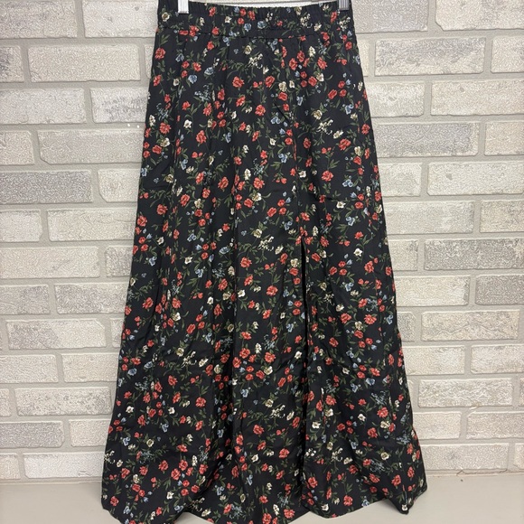 Avanova Dresses & Skirts - Avanova A-Line Black Floral Skirt with Slit Size Small